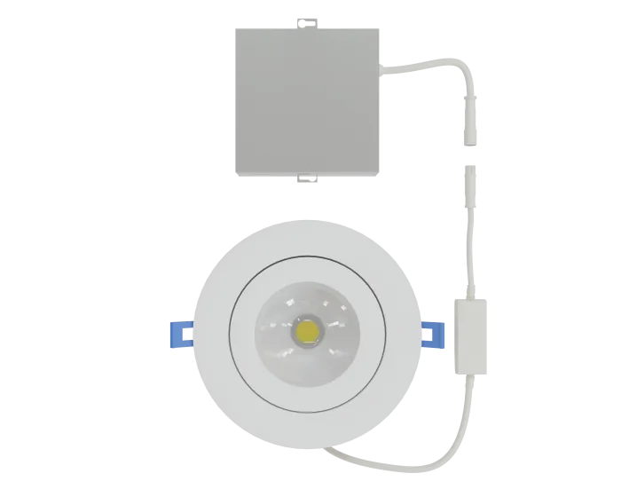 Reno lighting/ RENO-LED-4-S9W-FG-5CCTWH/ R36106 /LED Floating Gimbal Potlight 4″ 9W. Slim profile LED with integrated MCCT technology. 2700/3000/3500/4000/5000K