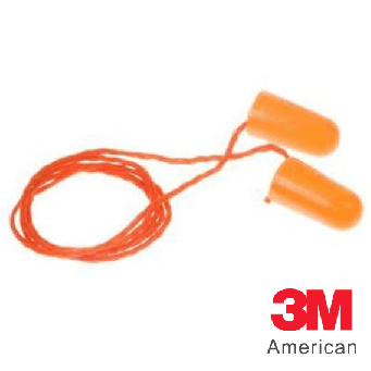 3M Corded Foam Earplugs, 1100, Orange, 100pcs - 3MS1110