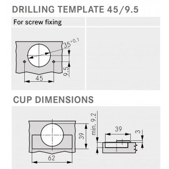 TIOMOS 110° Soft Close Inset Screw-On Hinge (F028138522)