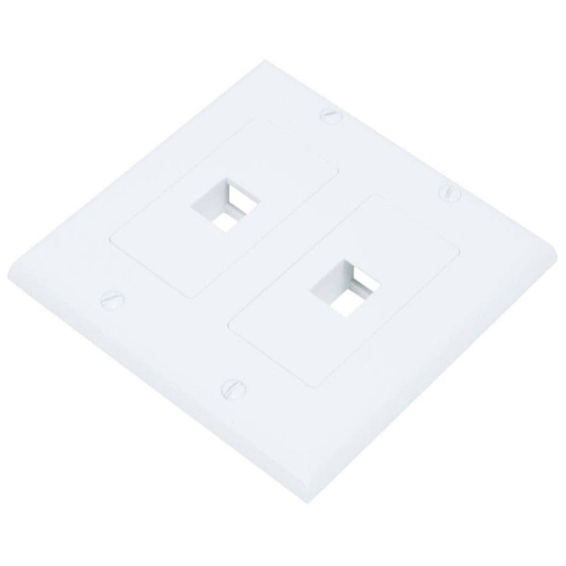 Monoprice 2-Gang Wall Plate for Keystone, 2 Hole - White (WPK2-2 WH)