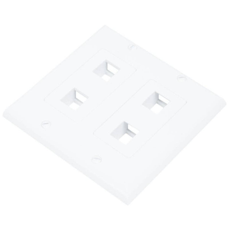 Monoprice 2-Gang Wall Plate for Keystone, 4 Hole - White (WPK2-4 WH)