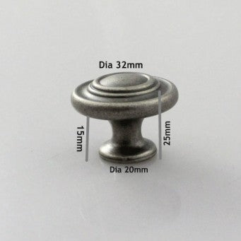 K-179B Exotic Knob (Diameter 32 x H25mm) Antique Silver/Black/Satin Nickel Finished