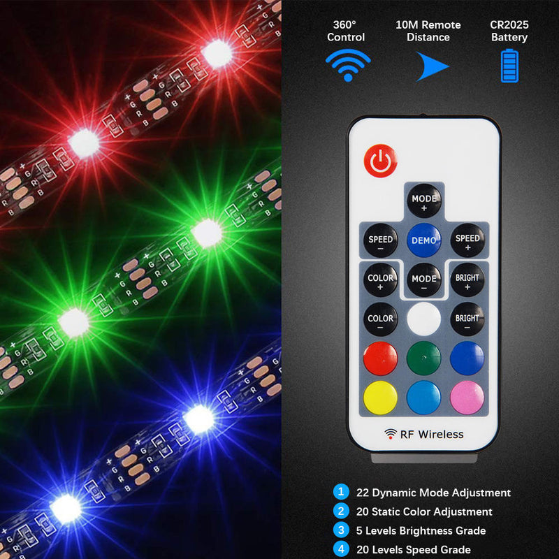 USB LED Strip Lights with RF Remote Control for TV Background Lighting Home Decoration
