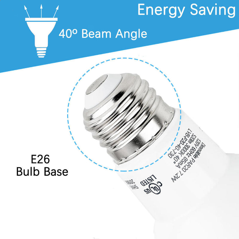 7.2W 50W Equivalent PAR20 Dimmable LED Bulb E26 520 Lumens 40º Beam Angle - LIVINGbasics™(3000K/5000K)