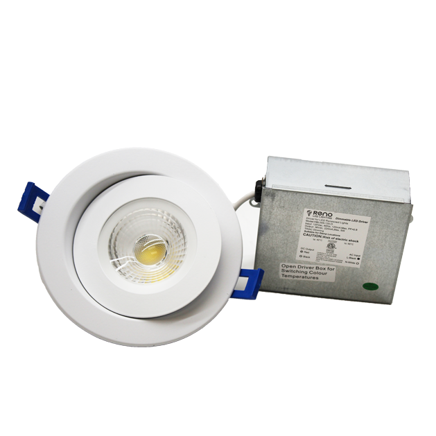RENO Lighting: LED Floating Gimbal Potlight 4″ , 9W- 3000K/4000K/5000K Multi CCT