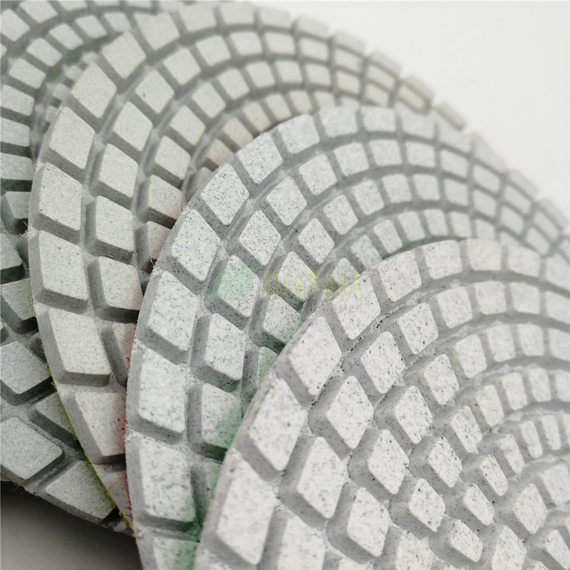 8 pcs 4"/100MM Diamond White Resin Bond Wet Flexible Polishing Pads With Backer Sanding Disc Marble Granite Polishing